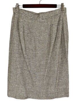 Retro Silk Textured Neutral Skirt 8 Preppy Work Wear Classic Chic Artsy Capsule